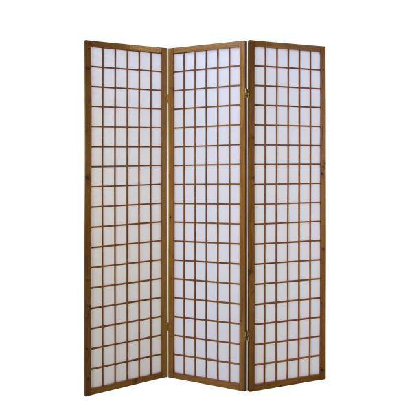 3 fach Holz Paravent Raumteiler Shoji braun - Palo24