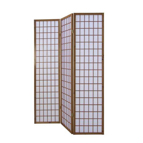 3 fach Holz Paravent Raumteiler Shoji braun - Palo24