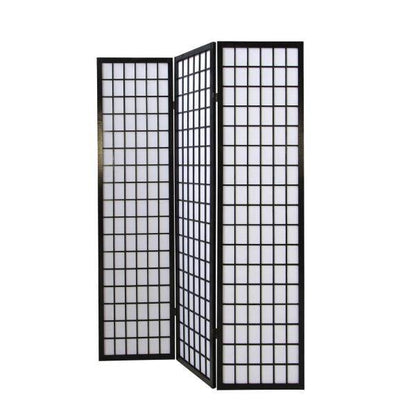 3 fach Holz Paravent Raumteiler Shoji schwarz - Palo24