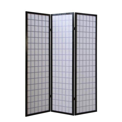 3 fach Holz Paravent Raumteiler Shoji schwarz - Palo24