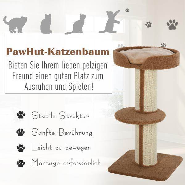 Katzenbaum Spielbaum Kratzstamm mit Plattform Sisal Lammkaschmir Hellbraun - Palo24