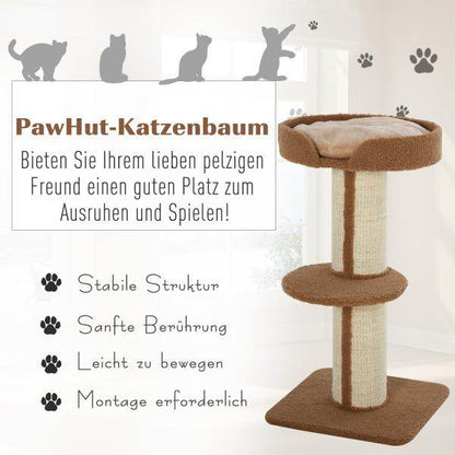 Katzenbaum Spielbaum Kratzstamm mit Plattform Sisal Lammkaschmir Hellbraun - Palo24