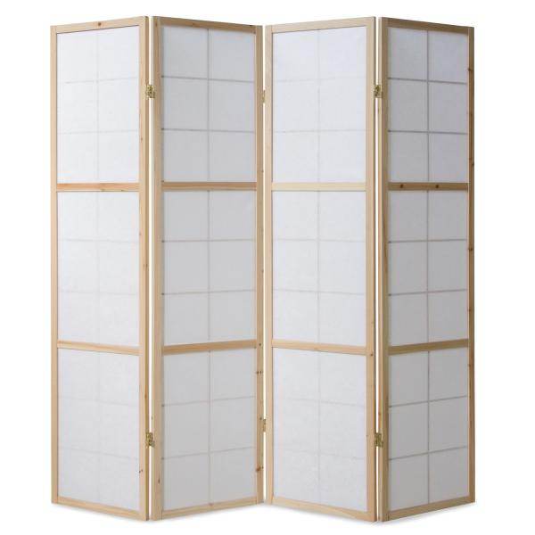 4fach Holz Paravent Raumteiler Shoji in natur - Palo24