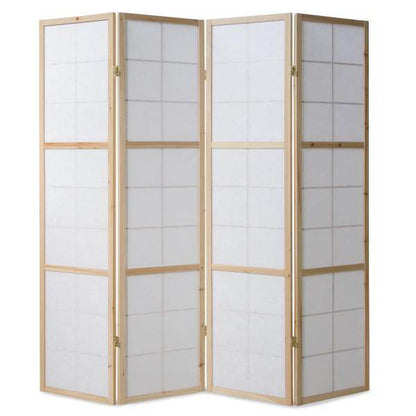 4fach Holz Paravent Raumteiler Shoji in natur - Palo24