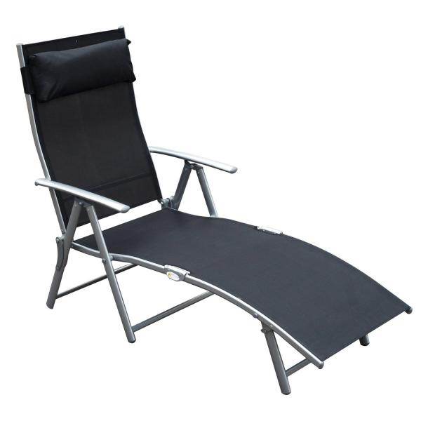 Sonnenliege klappbar mit Kissen Schwarz - Palo24