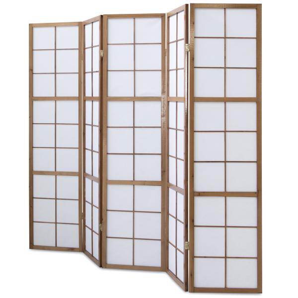 5fach Holz Paravent Raumteiler Shoji Wand tabak - Palo24