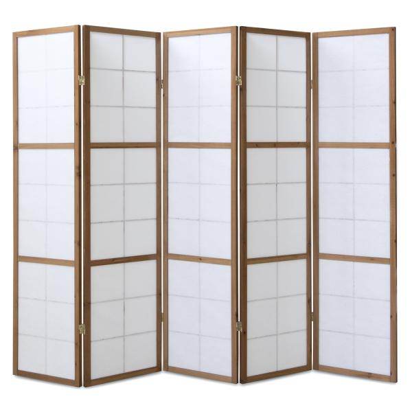 5fach Holz Paravent Raumteiler Shoji Wand tabak - Palo24