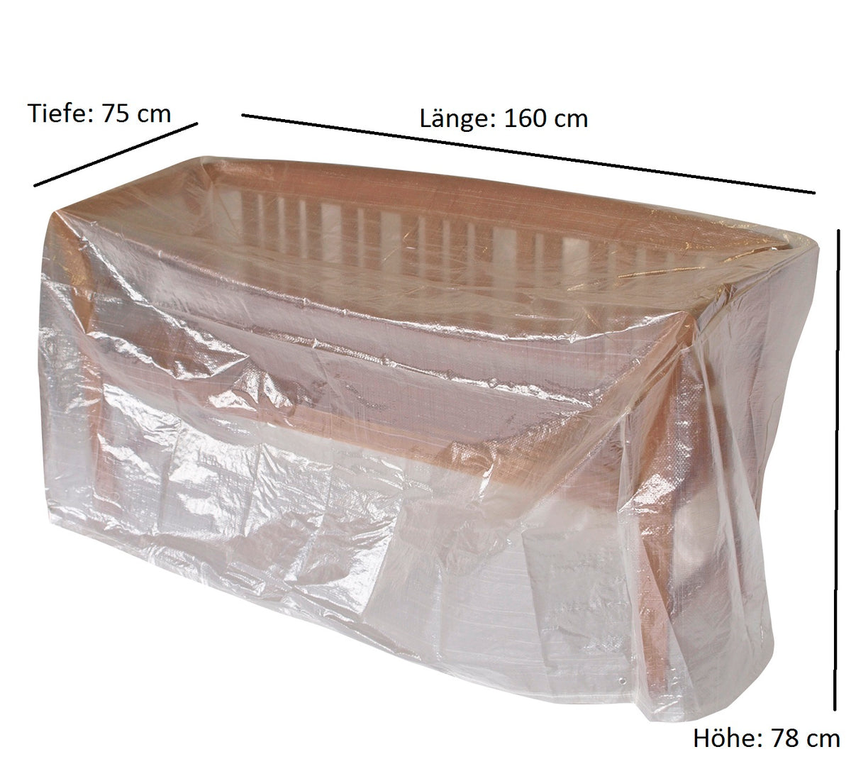 Abdeckhaube Tisch / Bank 160x75cm, PE transparent