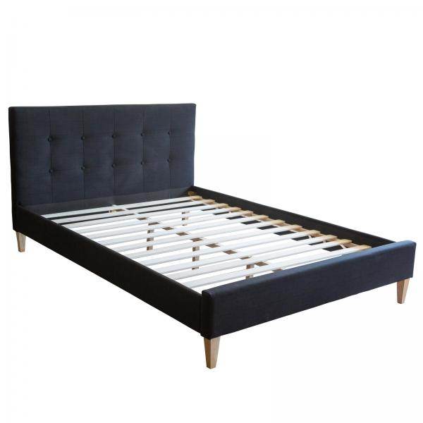 Polsterbett Doppelbett Stoffbett Bettgestell 140 x 200 + Lattenrost schwarz - Palo24