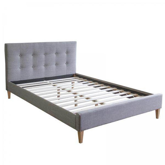 Polsterbett Doppelbett Stoffbett Bettgestell 140 x 200 + Lattenrost grau - Palo24