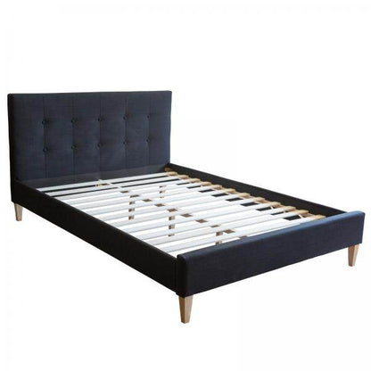 Polsterbett Doppelbett Stoffbett Bettgestell 180 x 200 + Lattenrost schwarz - Palo24