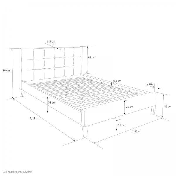 Polsterbett Doppelbett Stoffbett Bettgestell 180 x 200 + Lattenrost braun - Palo24
