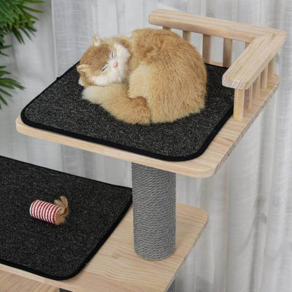 Katzenbaum mit Laufrad 4-Stock Kratzbaum mit Sisalsäulen Massivholz - Palo24