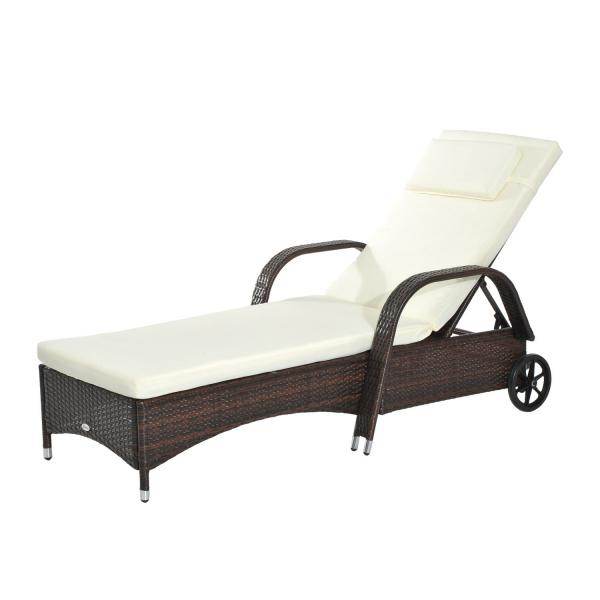 Mobile Gartenliege Kaffeebraun Rattanliege Polyrattan - Palo24