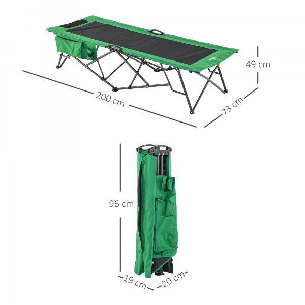 Campingbett Breite klappbar Einzelperson grün schwarz - Palo24