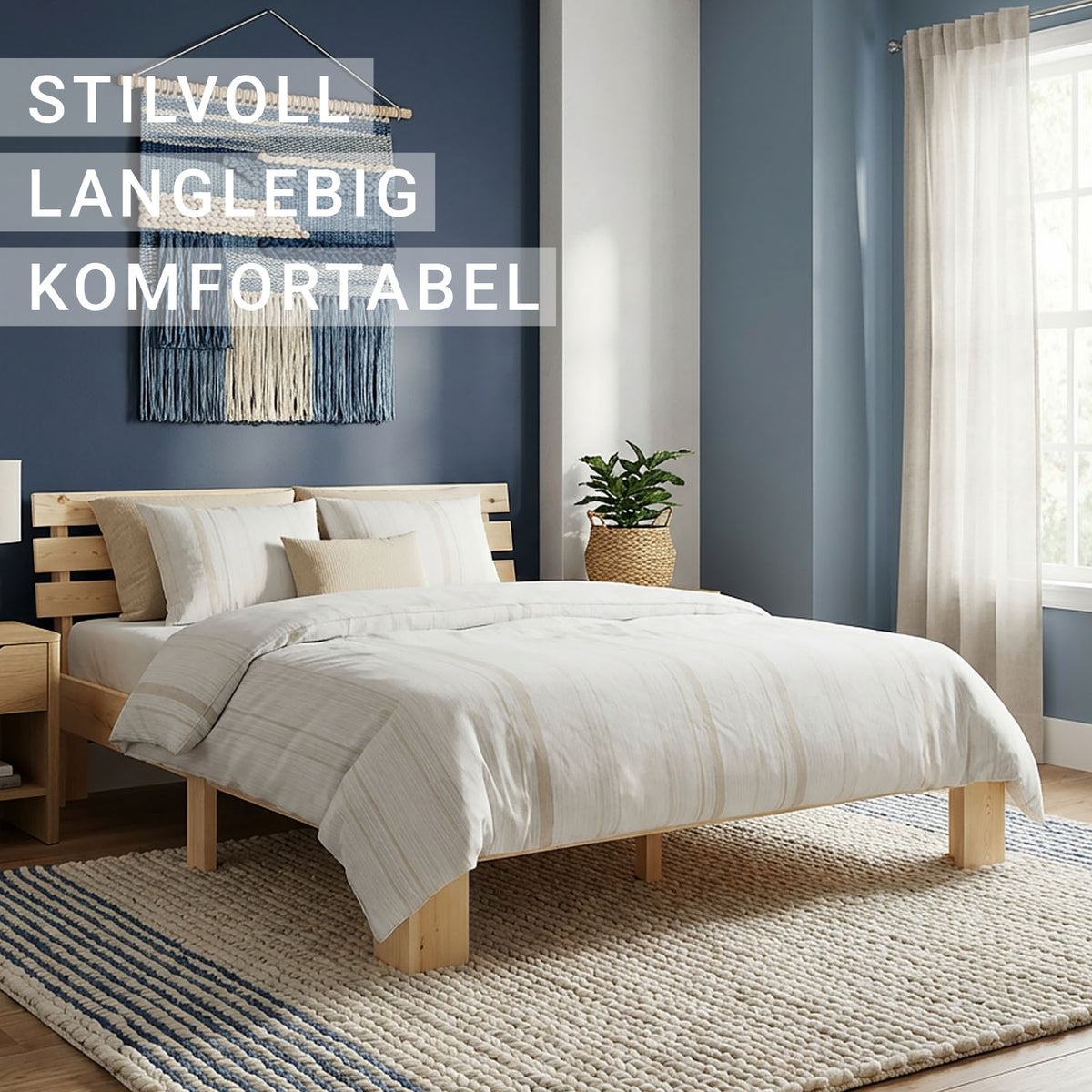 Doppelbett Holzbett Futonbett 160x200 natur Kiefer Bett Bettgestell Massivholz