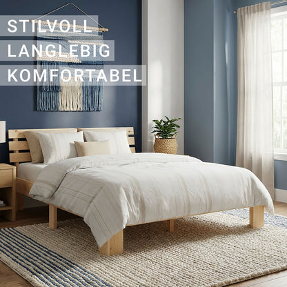 Doppelbett Holzbett Futonbett 160x200 natur Kiefer Bett Bettgestell Massivholz