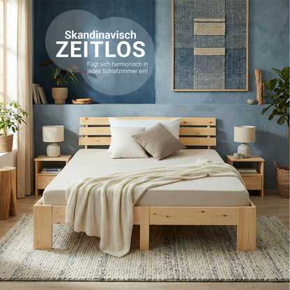 Doppelbett Holzbett Futonbett 160x200 natur Kiefer Bett Bettgestell Massivholz