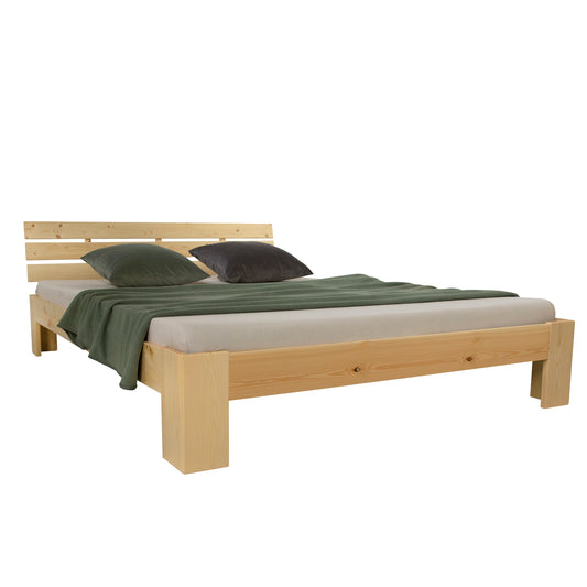 Holzbett 180x200 cm Natur | Doppelbett | mit Lattenrost | massiv | Kind Jugend Gast