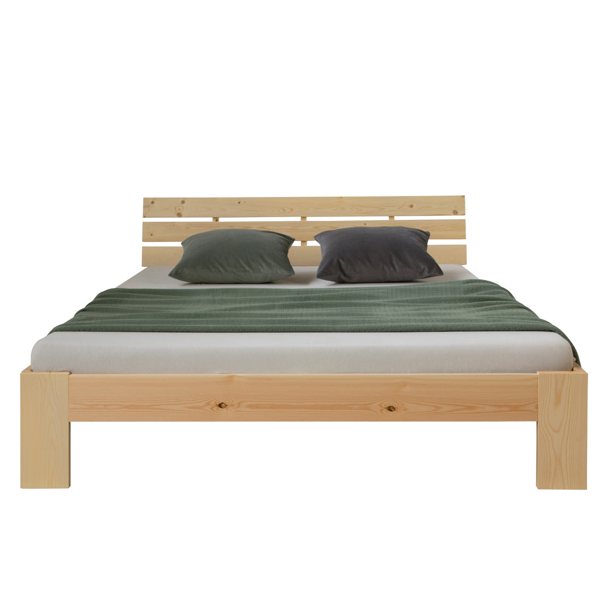 Holzbett 180x200 cm Natur | Doppelbett | mit Lattenrost | massiv | Kind Jugend Gast