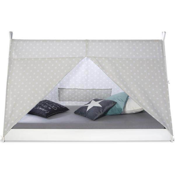 Kinderbett TIPI 90x200 Jugendbett weiss grau Holzbett Kinderzimmer Stoff - Palo24
