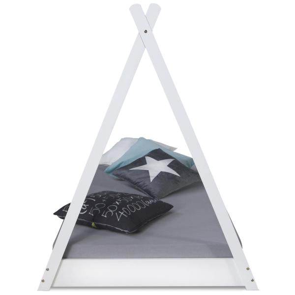Kinderbett TIPI 90x200 Jugendbett weiss grau Holzbett Kinderzimmer Stoff - Palo24