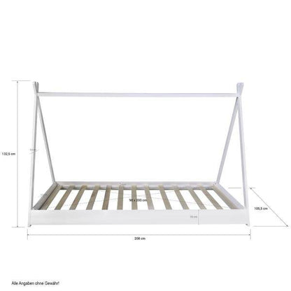 Kinderbett TIPI 90x200 Jugendbett weiss grau Holzbett Kinderzimmer Stoff - Palo24