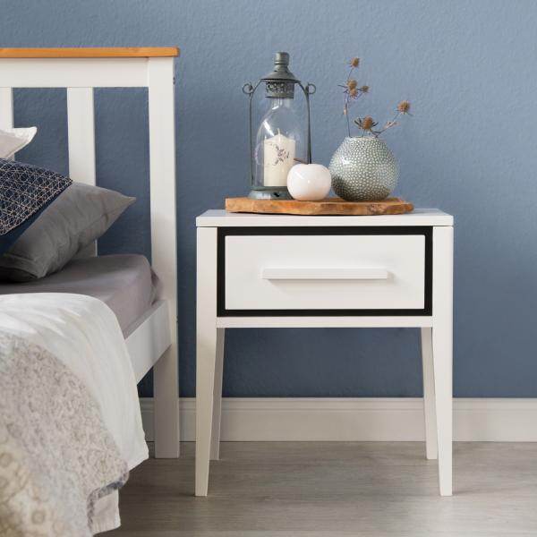 Nachttisch Nachtschrank weiss mit Schubalde - Palo24
