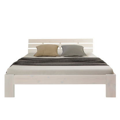 Holzbett 120x200 cm Weiss | Doppelbett | mit Lattenrost | massiv | Kind Jugend Gast