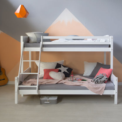 Etagenbett 2 Liegeflächen 90x200 cm und 140x200 cm | Weiss | Holz