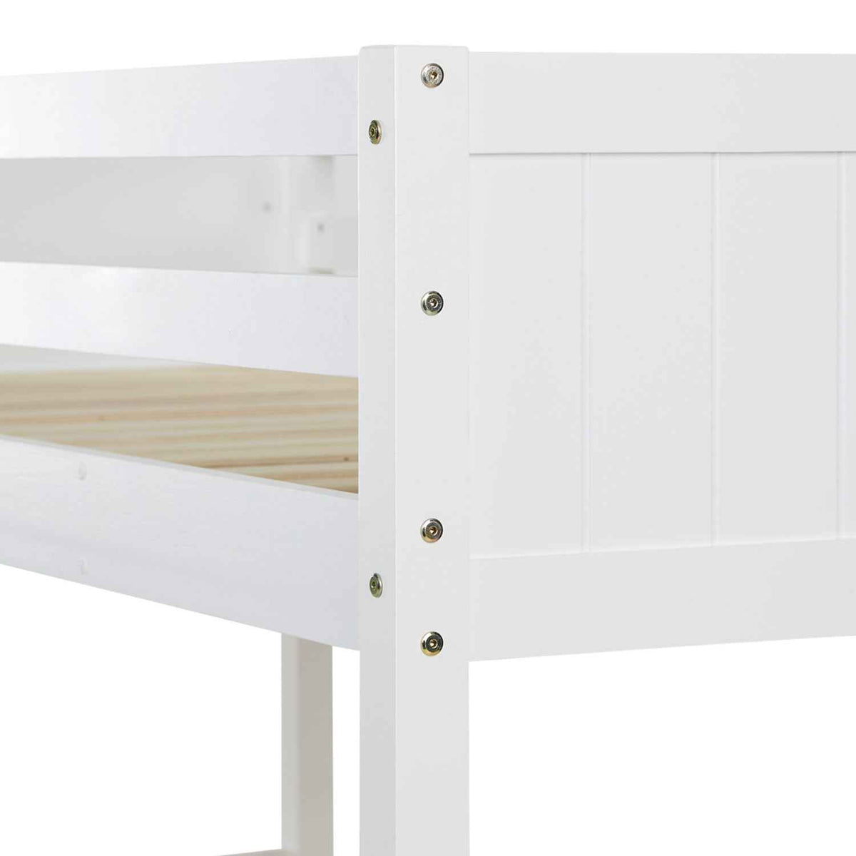 Etagenbett 90x200 und 140x200 Hochbett Weiss Holz mit Lattenrost 2 Matratzen