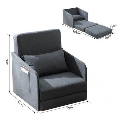 Schlafsofa Sofabett Waschbarer Bezug 2 Seitentaschen Kissen Metall Grau - Palo24