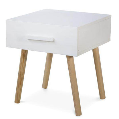 Nachttisch Beistelltisch Nachtschrank Holz Kiefer weiss Schublade - Palo24