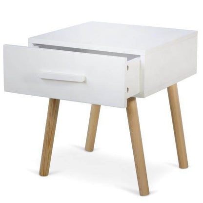 Nachttisch Beistelltisch Nachtschrank Holz Kiefer weiss Schublade - Palo24