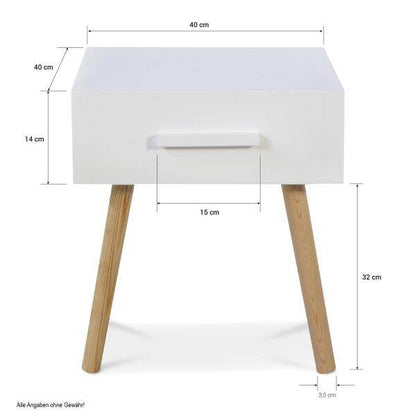 Nachttisch Beistelltisch Nachtschrank Holz Kiefer weiss Schublade - Palo24