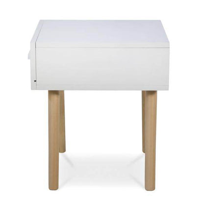 Nachttisch Beistelltisch Nachtschrank Holz Kiefer weiss Schublade - Palo24