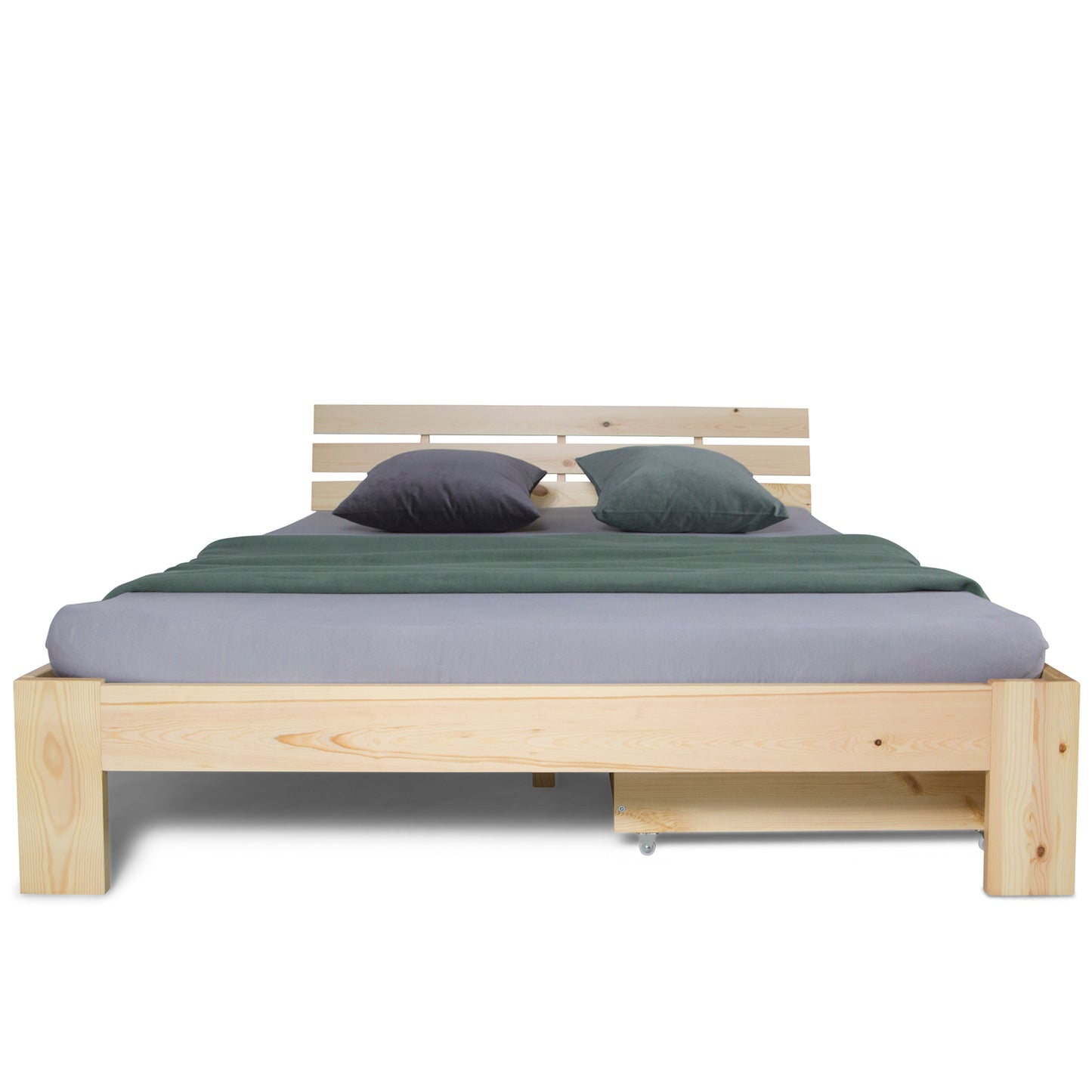Bettkasten Holz Aufbewahrung mit Rollen Bett Schublade Bettauszug Natur