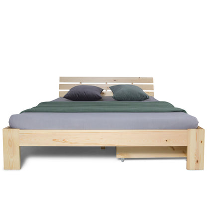 Bettkasten Holz Aufbewahrung mit Rollen Bett Schublade Bettauszug Natur