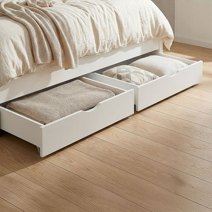 Bettkasten Holz Aufbewahrung mit Rollen Bett Schublade Weiss