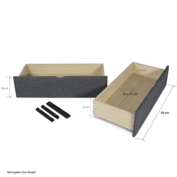 Polsterbett Mit Bettkasten 140x200 Doppelbett 4 Schubladen Lattenrost Anthrazit - Palo24
