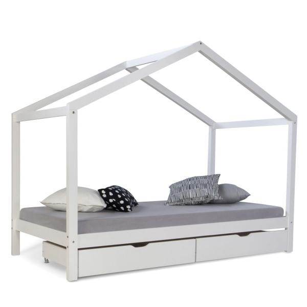 Kinderbett Hausbett 90x200 cm + Matratze Kinderhaus Spielbett Holzbett Bettkasten - Palo24