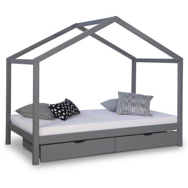 Kinderbett Hausbett 90x200 cm + Matratze Kinderhaus Spielbett Holzbett Bettkasten - Palo24