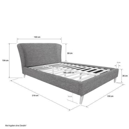 Polsterbett Doppelbett Stoffbett Bettgestell 140 x 200 Bett Grau - Palo24