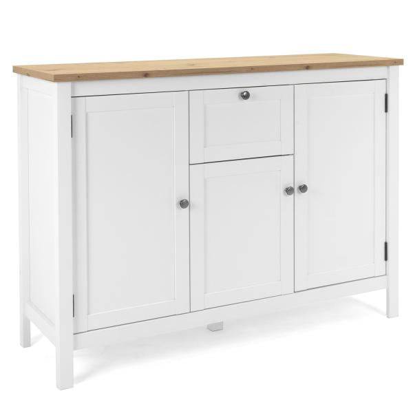 Sideboard Kommode Wohnzimmerschrank Holz Weiss Natur - Palo24