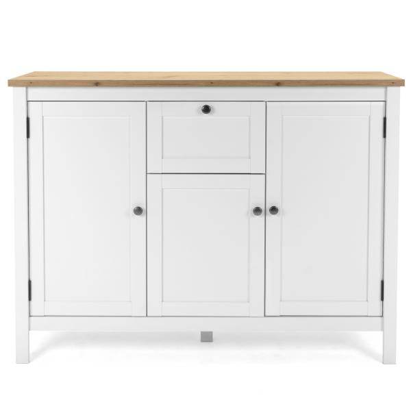 Sideboard Kommode Wohnzimmerschrank Holz Weiss Natur - Palo24