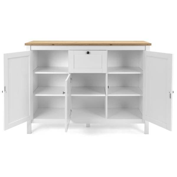 Sideboard Kommode Wohnzimmerschrank Holz Weiss Natur - Palo24