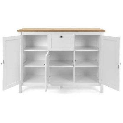 Sideboard Kommode Wohnzimmerschrank Holz Weiss Natur - Palo24