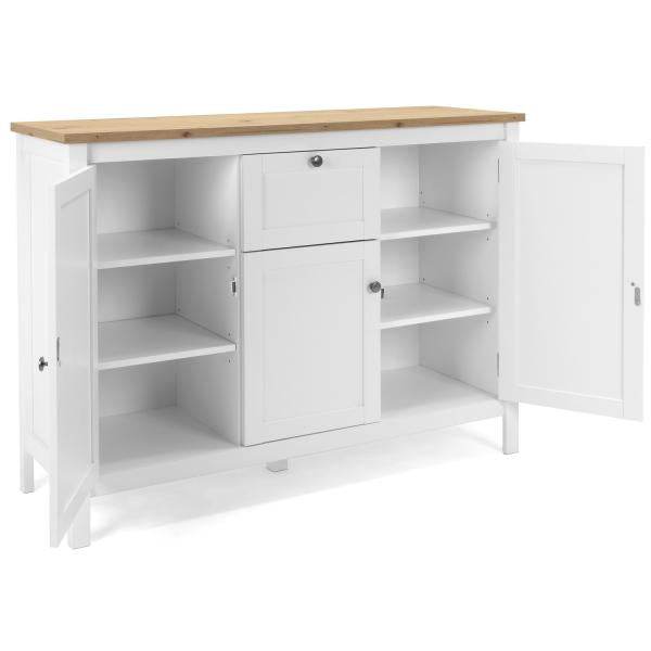 Sideboard Kommode Wohnzimmerschrank Holz Weiss Natur - Palo24