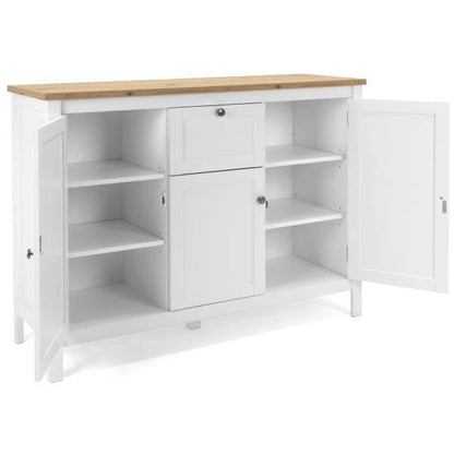 Sideboard Kommode Wohnzimmerschrank Holz Weiss Natur - Palo24