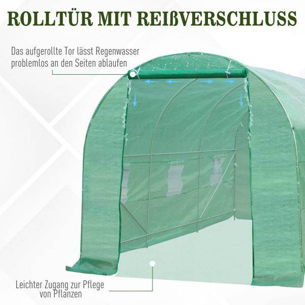 Foliengewächshaus Treibhaus Frühbeet 4,5 x 2 x 2 m | Grün - Palo24